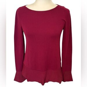 ANN TAYLOR Wine Wide Neck Sweater Flair hem Size XSmall